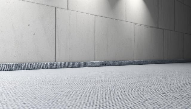 A high-quality waterproofing system with a seamless, textured surface, showcasing the "Construção Sem Fissura" brand. The scene depicts a well-lit, modern concrete wall, with a smooth, uniform application of a durable, flexible waterproof membrane. The lighting creates a soft, diffused glow, emphasizing the material's quality and attention to detail. In the foreground, the texture of the waterproofing is clearly visible, demonstrating its protective and aesthetic properties. The overall composition conveys a sense of durability, reliability, and a professional, high-standard approach to construction and renovation.